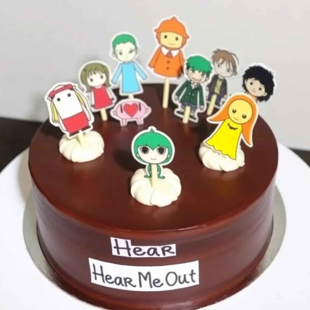 bocch, makima, marceline, denji , the joker , luffy, aki, momo ayase, pomni, yor forger, himeno | round chocolate cake
