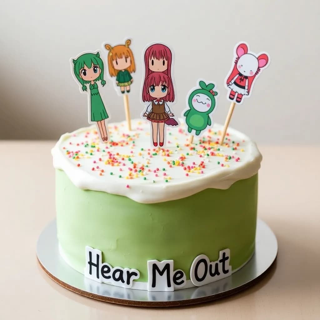 Himiko Toga, Razzle and Dazzle, Keroppi | Matcha cake with white frosting and sprinkles