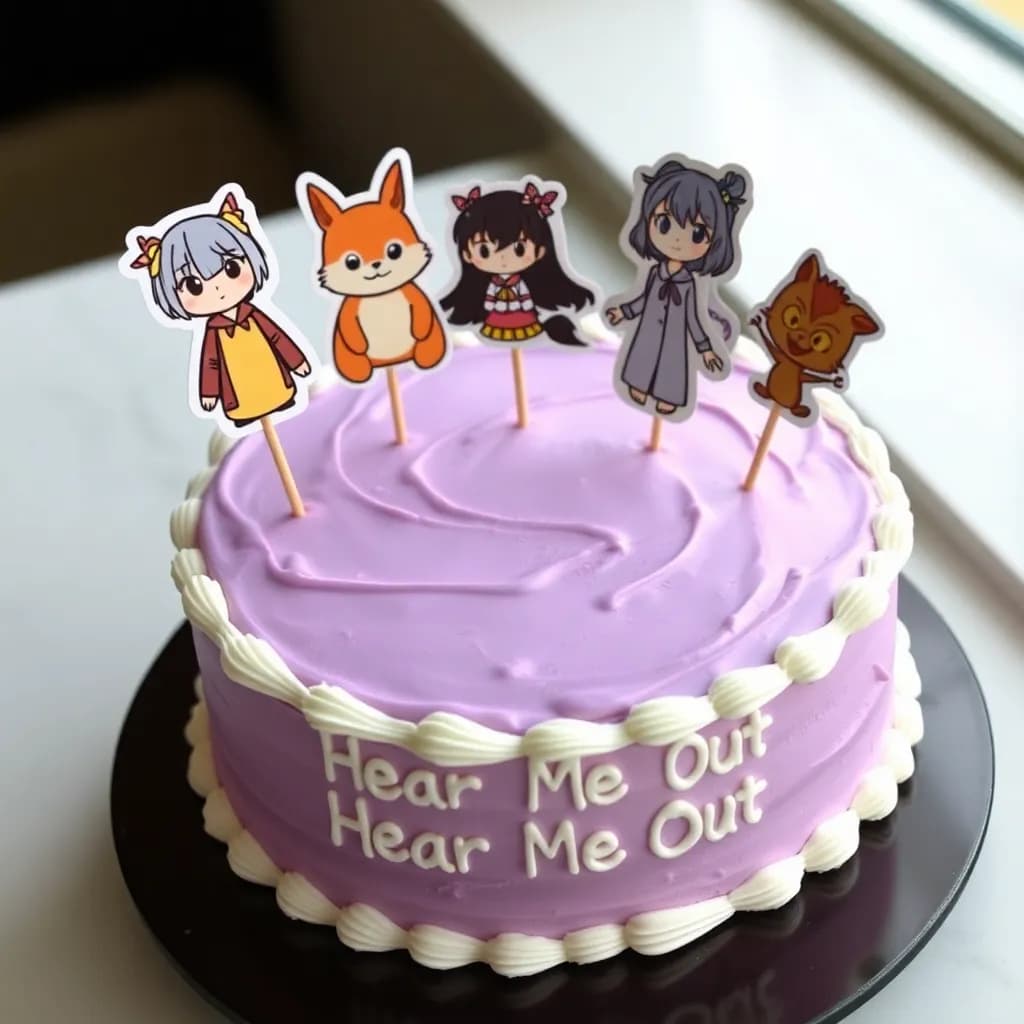Giyu tomioka, asta from black clover, alvin the chipmunk, nick wilde, MeEnyu, | Pastel purple with white icing around the edges of the cake