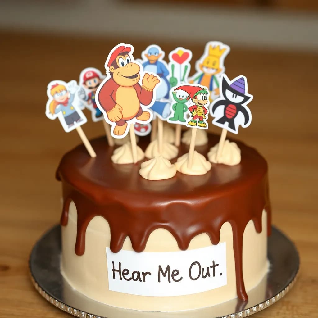 andy davis, donkey kong, nick wilde, sprite botle zero sugar can, magic carpet, prince naveen, house from 'up', shadow from sonic, beast boy, raven.