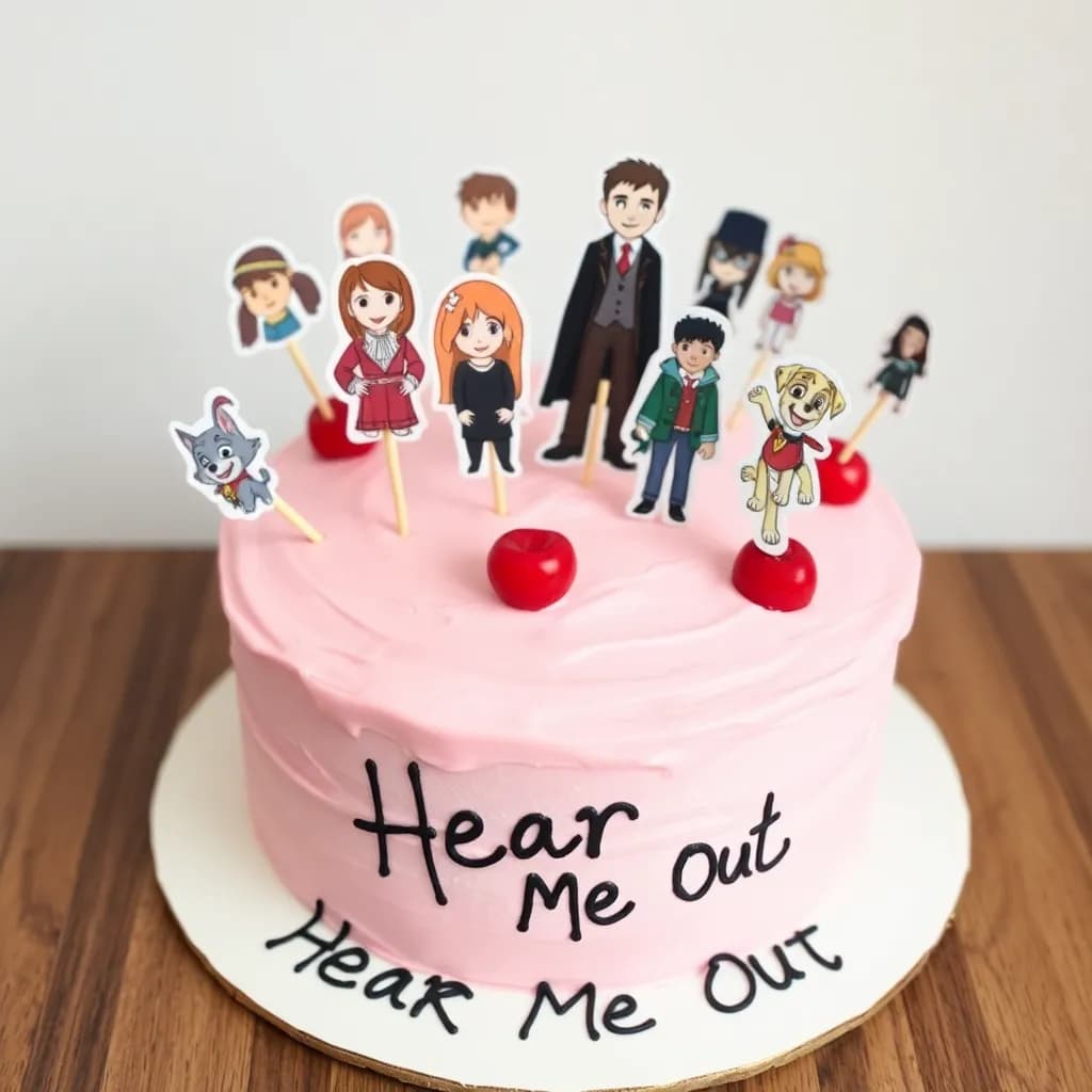 Cat noir/Adrien Agreste, Tristan Dugray, prince navean, chase from paw patrol, Jess from Gilmore girls, Ben from descendants, Esmeralda from the hunchback of notre dame, Cedric Diggory | Pastel pink, vintage frosting, cherries