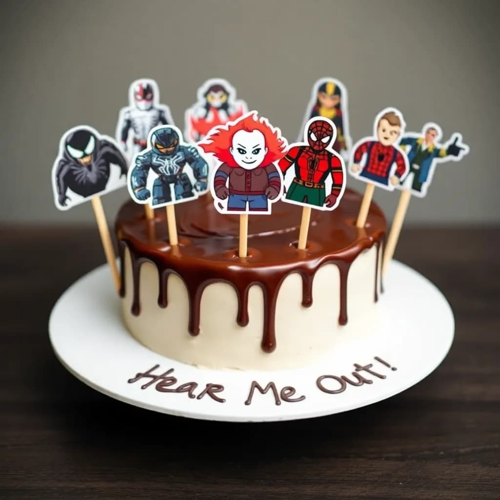 Venom, Optimus Prime, Ultron, Pennywise, Anakin Skywalker, Spiderman except for Tobey Maquire, Jason Todd, Nightwing, krampus from red one, the snowmen from red one, ares, Emmett Cullen | surprise meeee