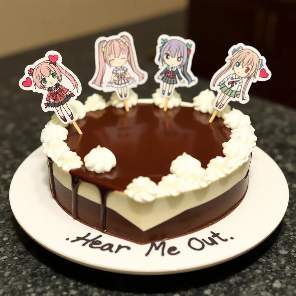 Ritsu Kawai, Aleyna Tilki, Nao Jinguji | Heart shaped, bitter chocolate, white cream | Rooftop