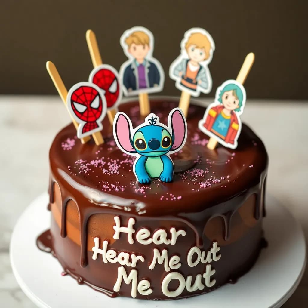 Spider man, justin bieber, stitch, tchoupi, fireman sam, the killer in scream | Chocolate with sparkles | Girly