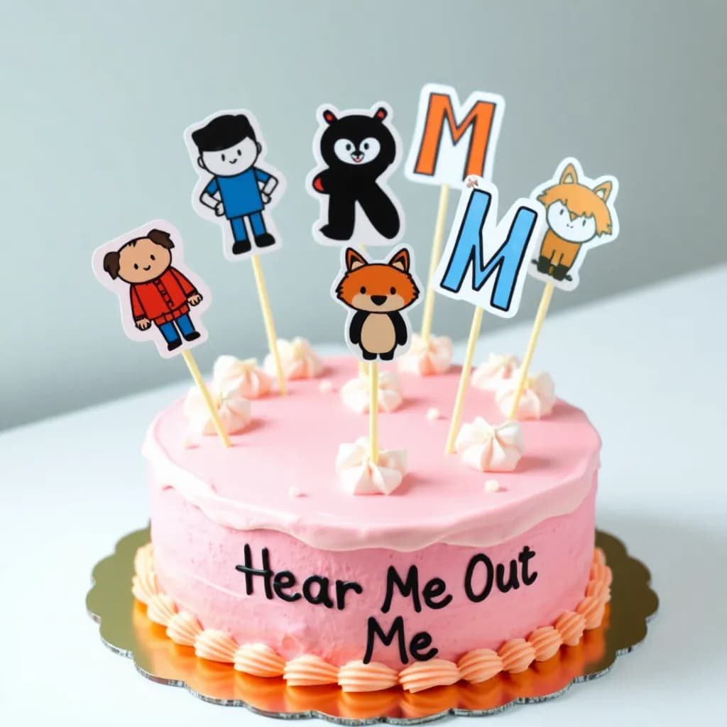 benoftheweek, the letter K, drew starkey, the harvey twins (from tiktok), the fox from zootopia, the letter M, walker scobell, owen cooper, brady noon | pink cake, with bows, with white icing