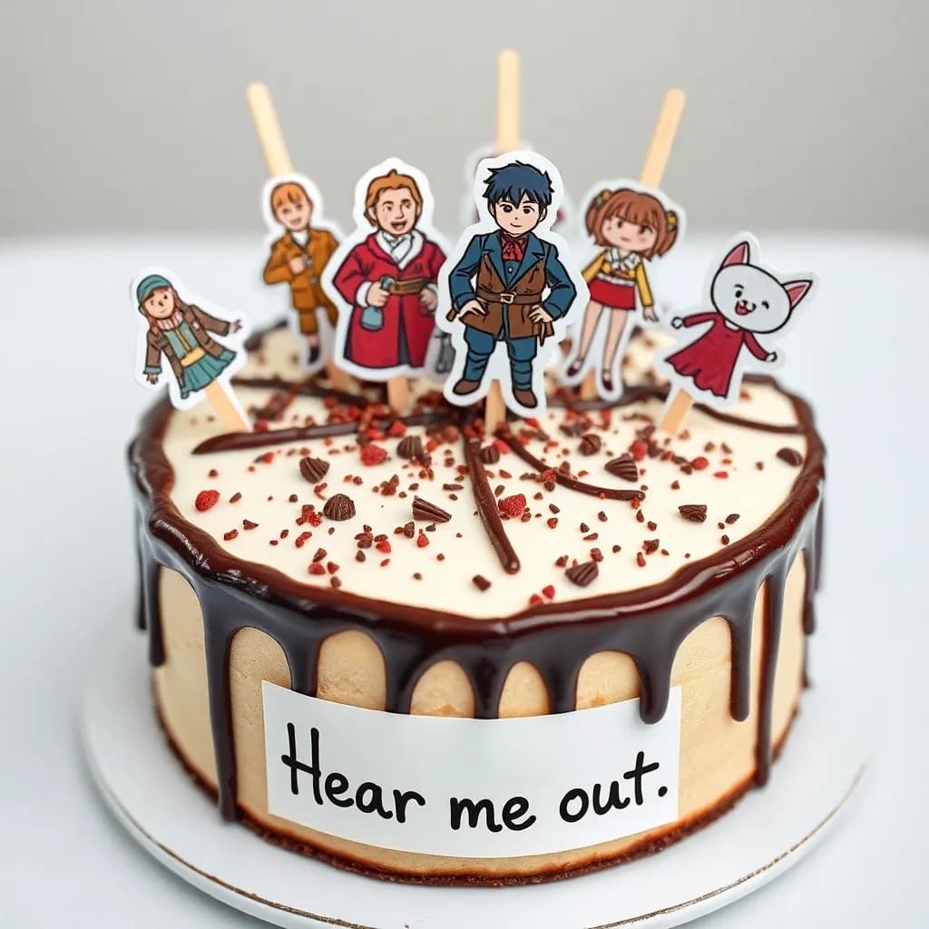 Nicholas the First, Itadori Yuji, Integral, cycloalkanes, red shoes for folk dances, baked milk, Loki, baby fox chocolate, criminal code of the Russian Federation | Клубничная глазурь, золотистая посыпка, надпись "Hear me out" на торте