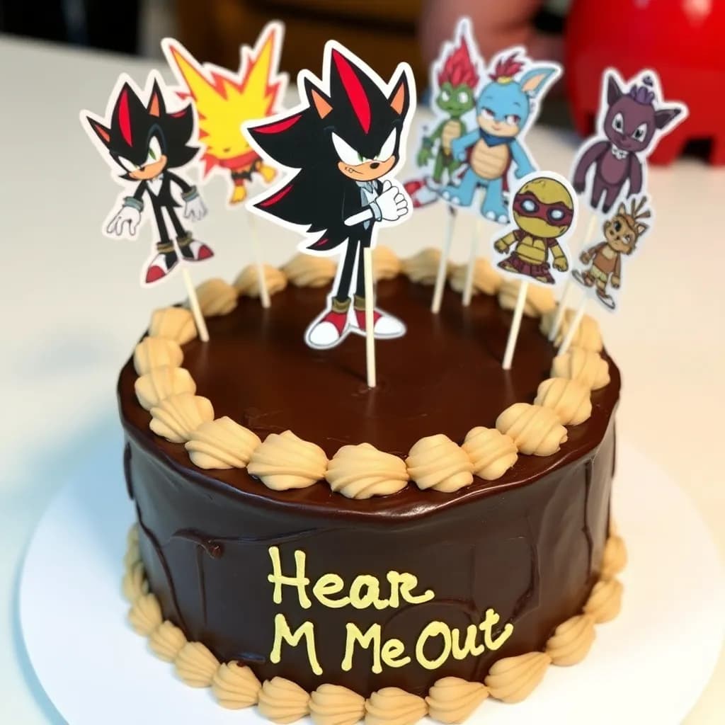 Shadow The Hedgehog, Elementor max steel, spirit the stallion of the cimarron, Raphael teenage mutant ninja turtles, bakugan dragonoid, chase young xiaolin chronicles, diego ice age, the death puss in boots, moon five nights at freddy's, the neighbor hello neighbor, morgo little misfortune | Chocolate cake