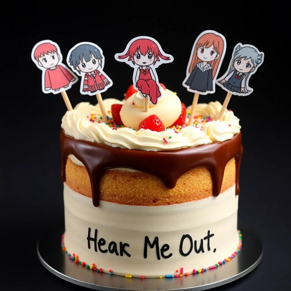 Apollo Scylla Hermes Sadako | strawberry cake with 5 tiers and rainbow sprinkles | cute